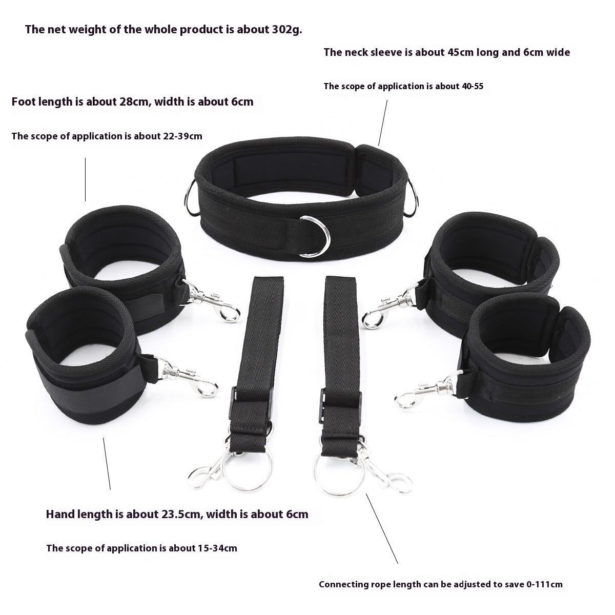 SM adult strap-ons, hand and foot cuffs accessories, alternative bondage and flirting props