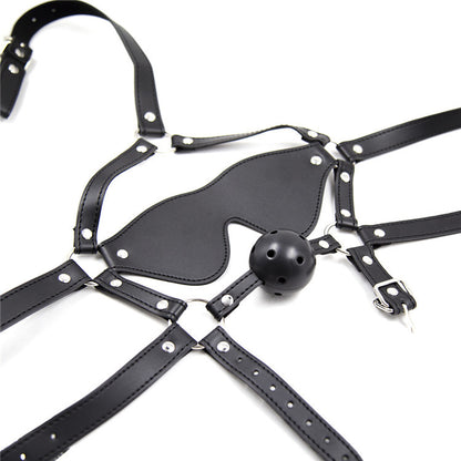 GAY sex toy leather gag blindfold blindfold