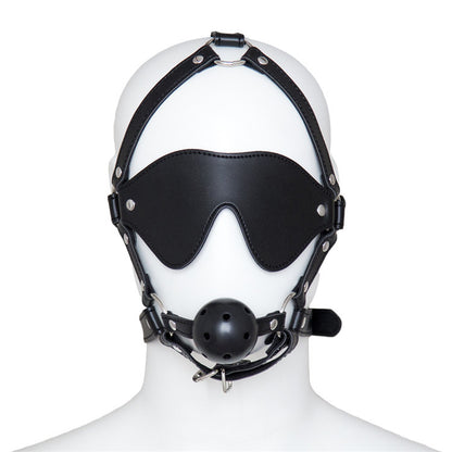 GAY SM Leather gag, sex gag + sex blindfold, blindfold harness