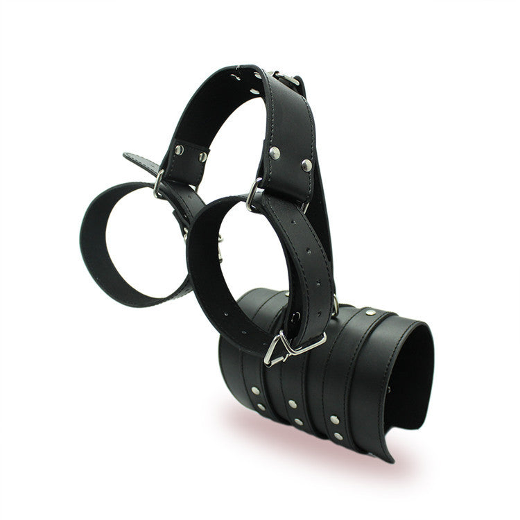 GAY Leather Back-Back Bondage Handcuffs SM Sex Toys