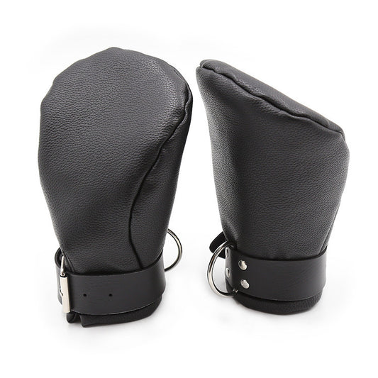 GAY SM leather hand binding dog slave training gloves