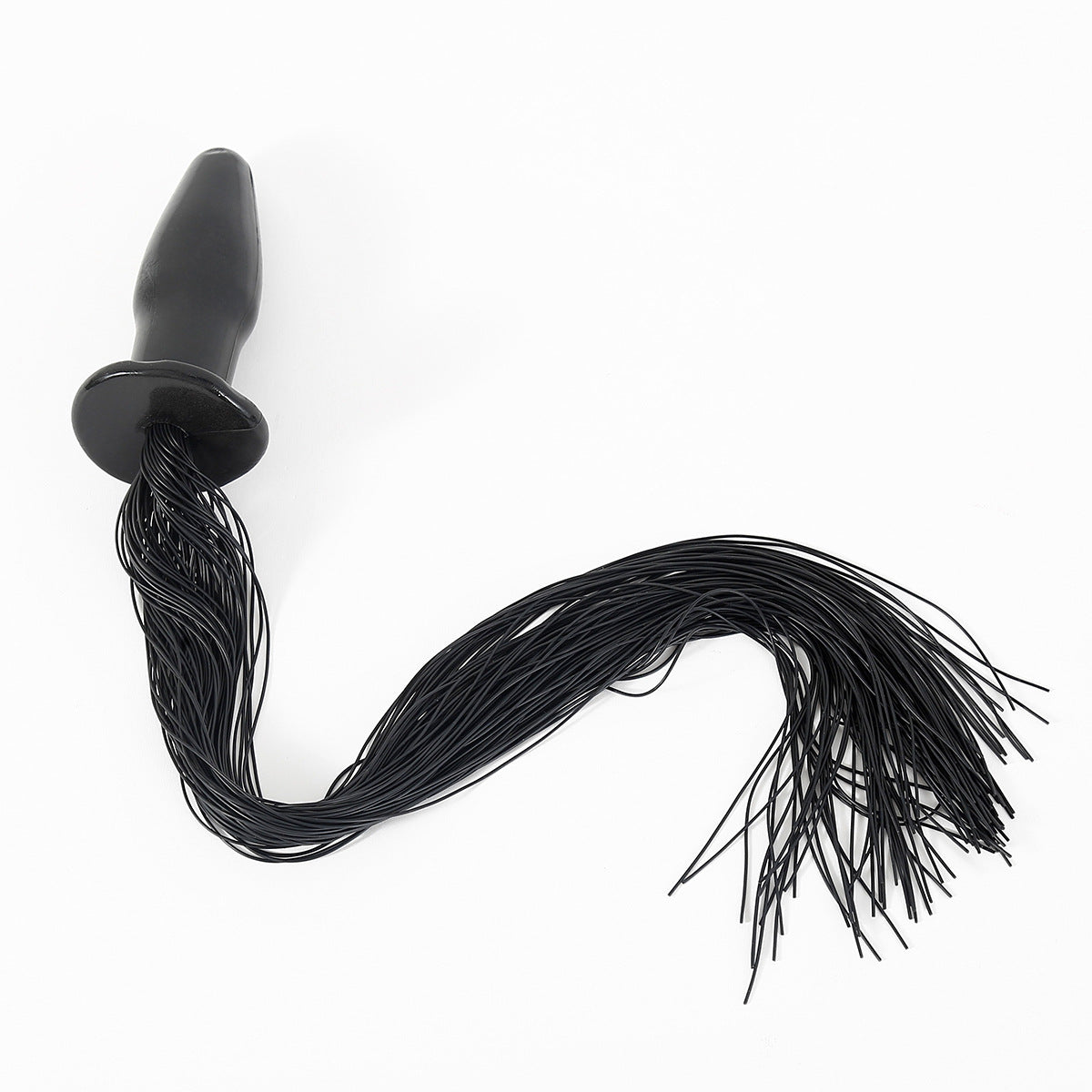 GAY sex toy, black silicone anal plug, horse tail anal plug, flirting penis prop.