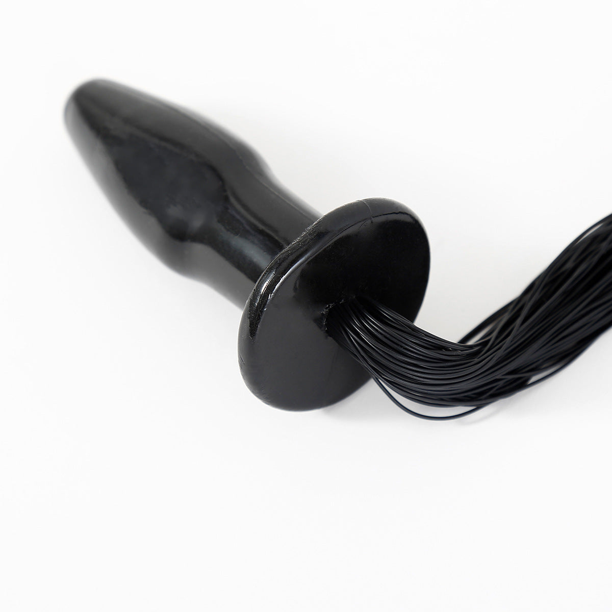 GAY sex toy, black silicone anal plug, horse tail anal plug, flirting penis prop.