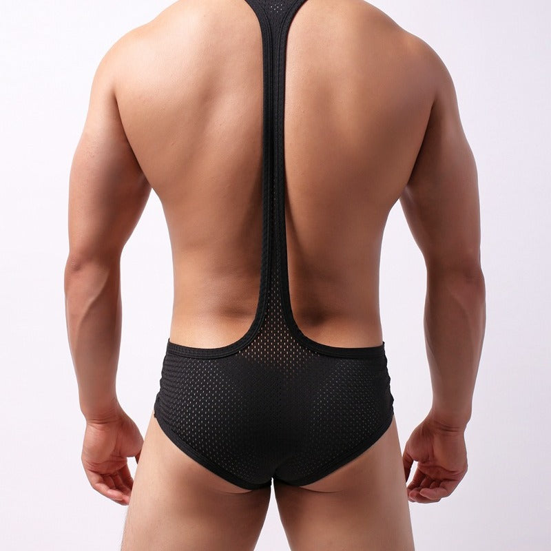 Men's sexy one-piece sexy suit, hollow underwear