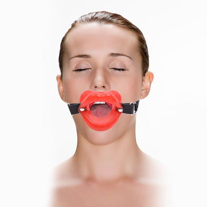 Gay supplies leather black oral ball SM toy silicone mouth gag adjustment ring