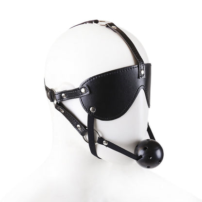 GAY SM Leather gag, sex gag + sex blindfold, blindfold harness