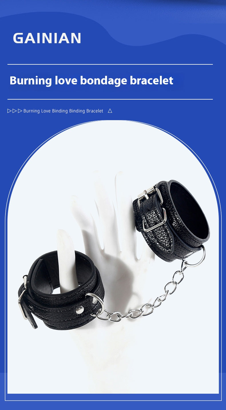 Gay leather handcuffs with pin buckle adjustment, SM sexy hand and foot binding toys