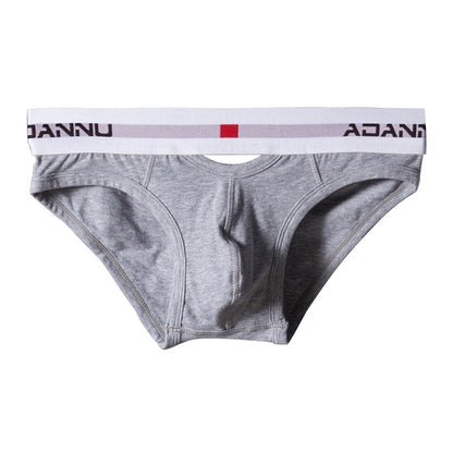 Classic gay front and back hollow briefs, cotton low-waist, hip-lifting, no-take-off sports, breathable, fashionable and personalized briefs