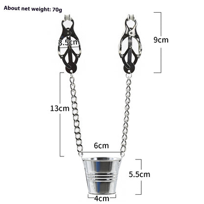 GAY SM sex toys, clip small bucket silver iron chain