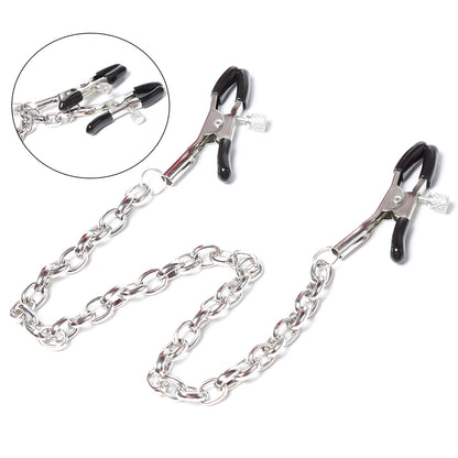 Gay erotic breast clips, SM chain leather clips adult products