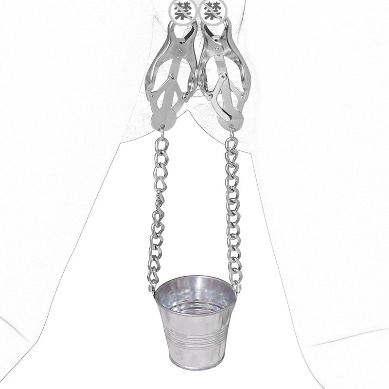 GAY SM sex toys, clip small bucket silver iron chain