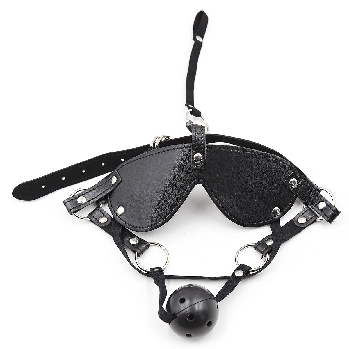 GAY SM Leather gag, sex gag + sex blindfold, blindfold harness