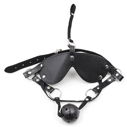 GAY SM Leather gag, sex gag + sex blindfold, blindfold harness