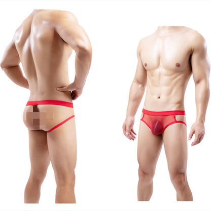 Gay men's sexy mesh hollow double thong