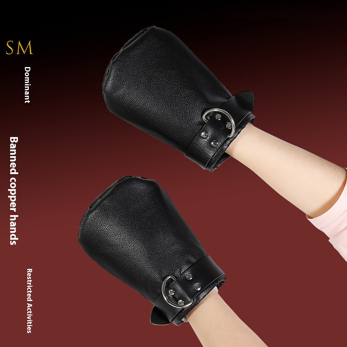 GAY SM leather hand binding dog slave training gloves