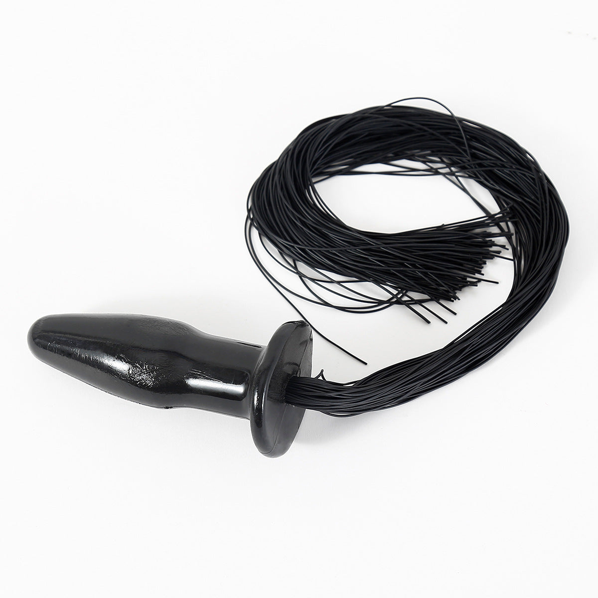 GAY sex toy, black silicone anal plug, horse tail anal plug, flirting penis prop.