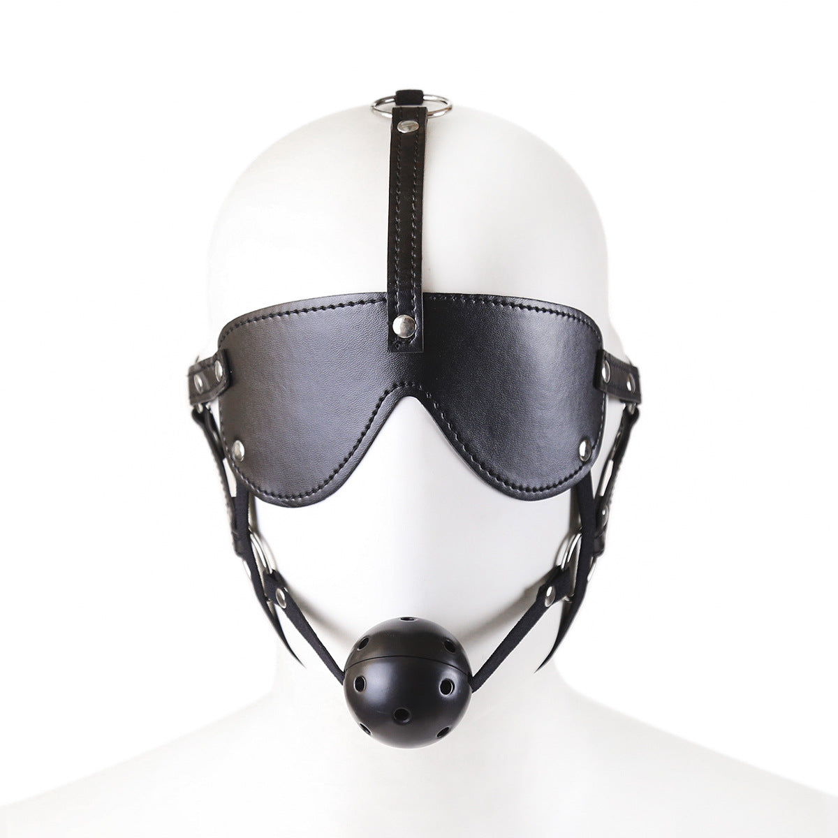 GAY SM Leather gag, sex gag + sex blindfold, blindfold harness