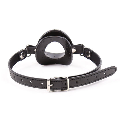 Gay supplies leather black oral ball SM toy silicone mouth gag adjustment ring