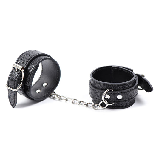 Gay leather handcuffs with pin buckle adjustment, SM sexy hand and foot binding toys