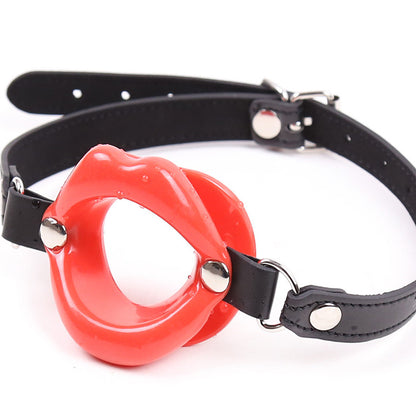 Gay supplies leather black oral ball SM toy silicone mouth gag adjustment ring